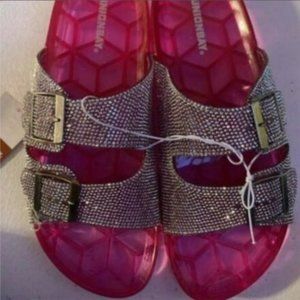 Unionbay Jelly Rhinestone Buckle Sandals Slides